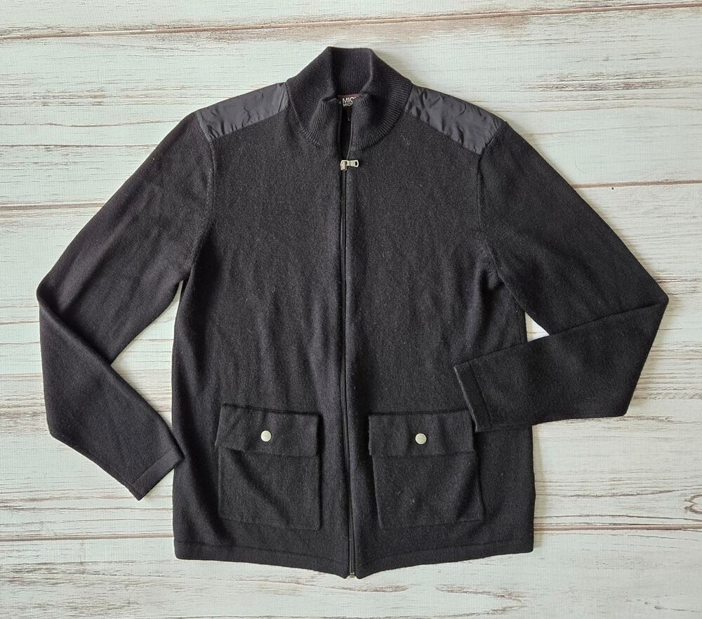 MICHAEL Michael Kors Black Mock Neck Full Zipper Sweater sz M